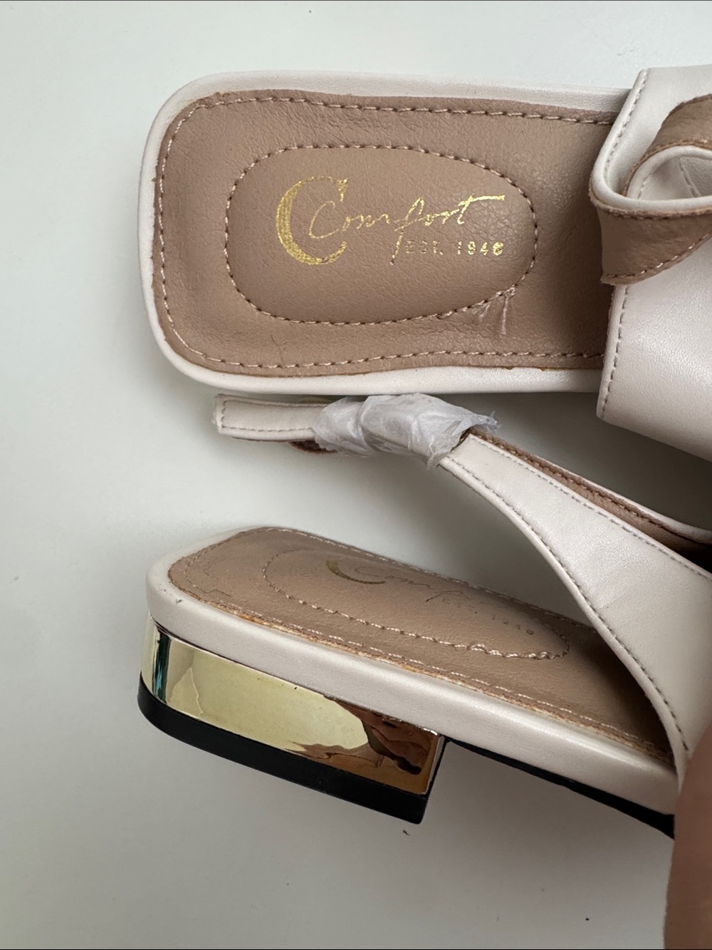 Women’s White Pointed Slingback Flats with Knot Detail - Picture 2 of 4
